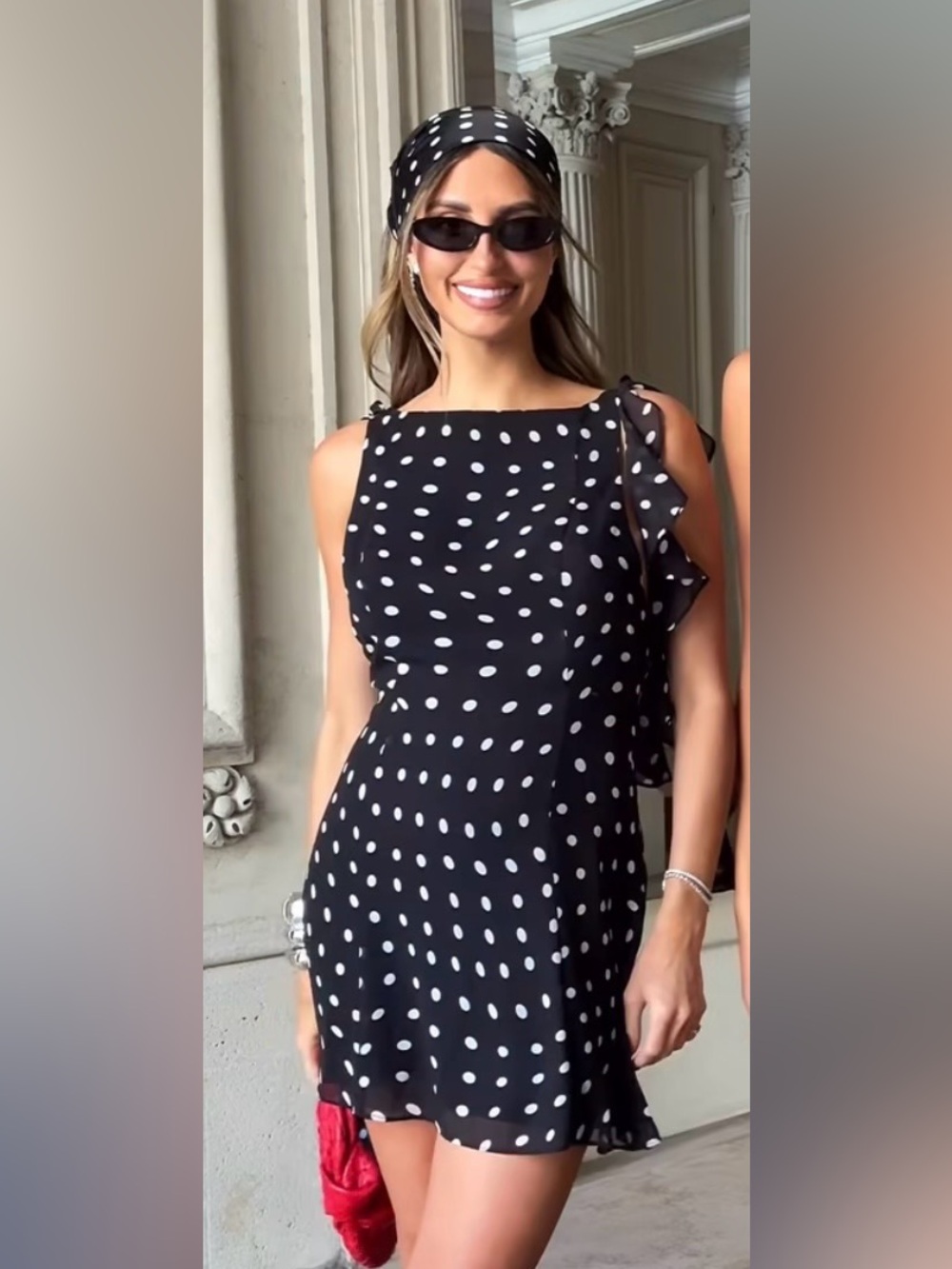 LPA Black Dress with White Dots